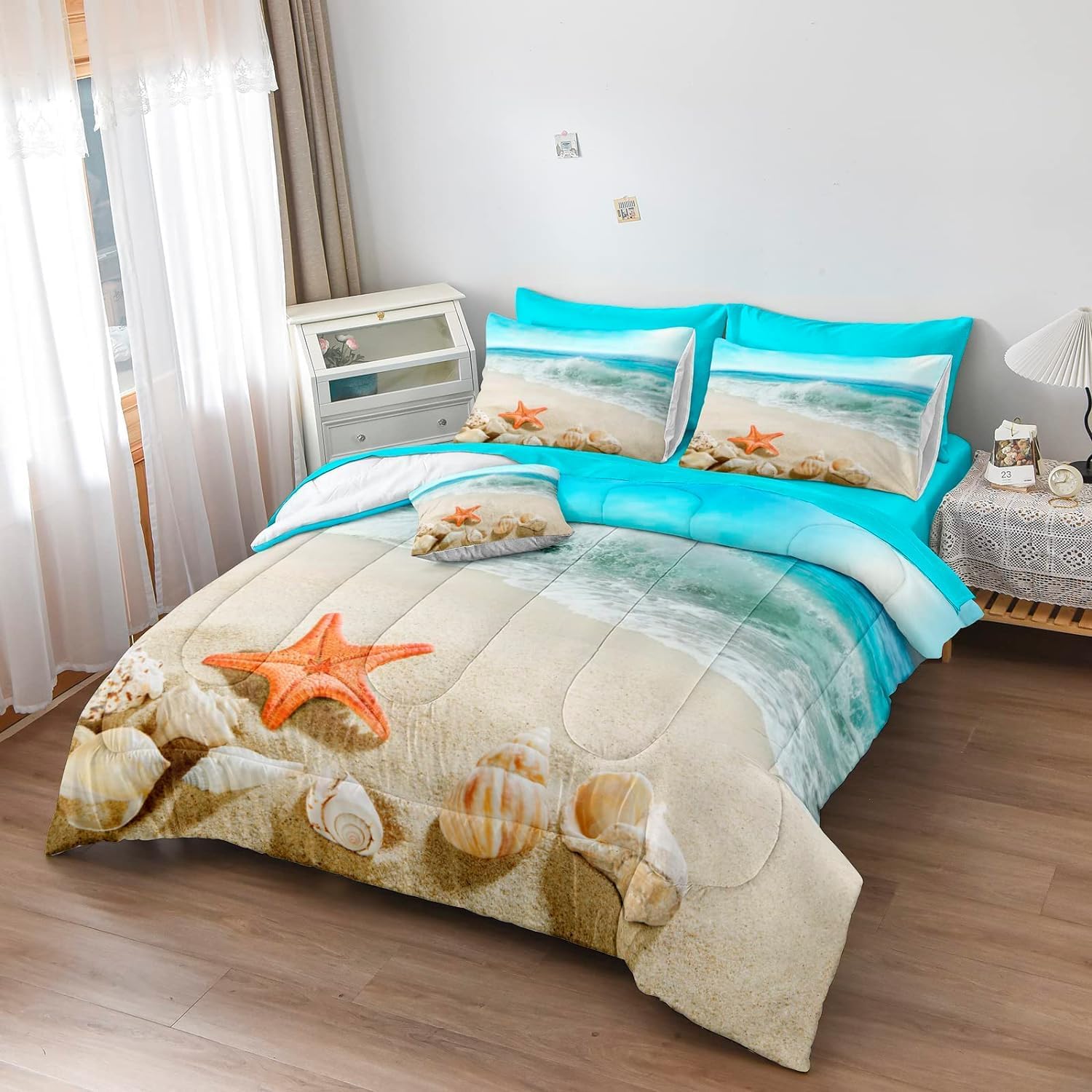 Bedbay Beach Themed Comforter Set - Cal King Aqua
