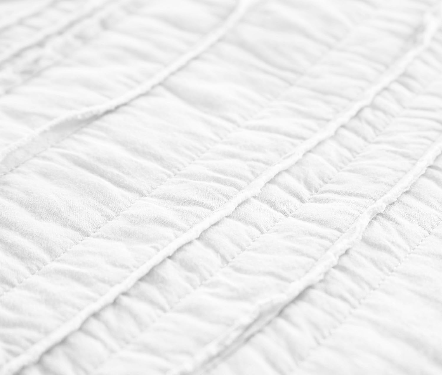 Chezmoi Katy 3-Piece Cotton Quilt Set Queen White 1