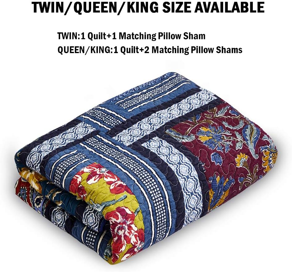 DECMAY Queen Size Quilt Set 100 Cotton Patchwork
