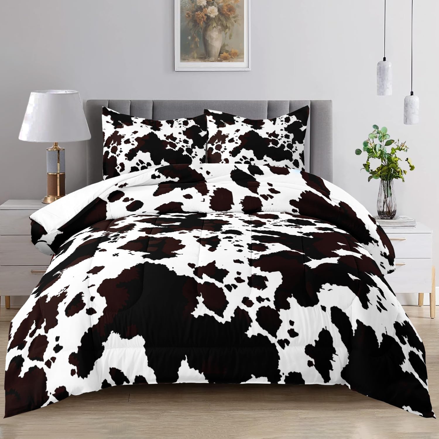 Cow Print Comforter Set - Western Decor Rustic Quilt 1