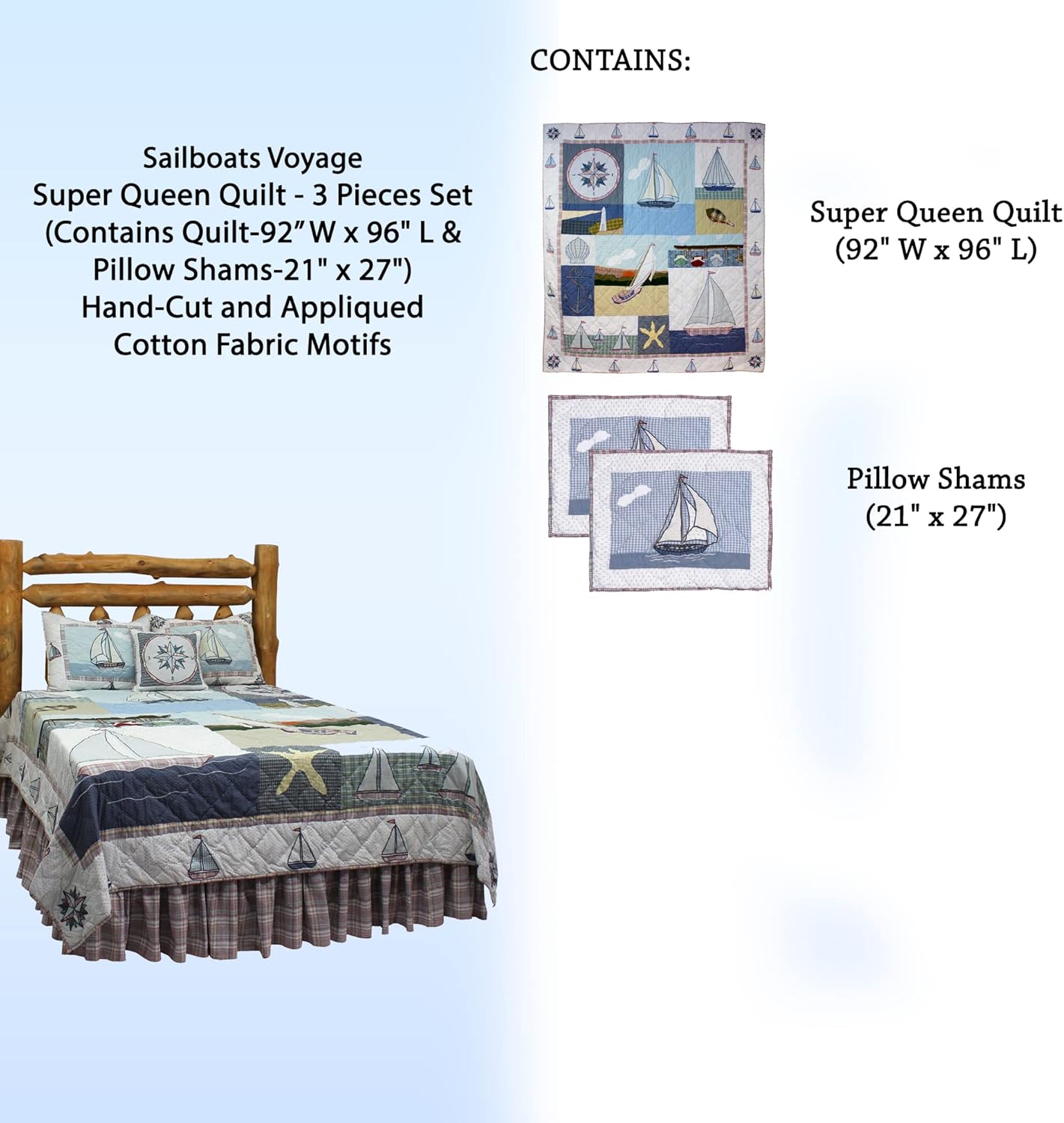 Patch Magic Sailboats Voyage Super Queen Quilt Set