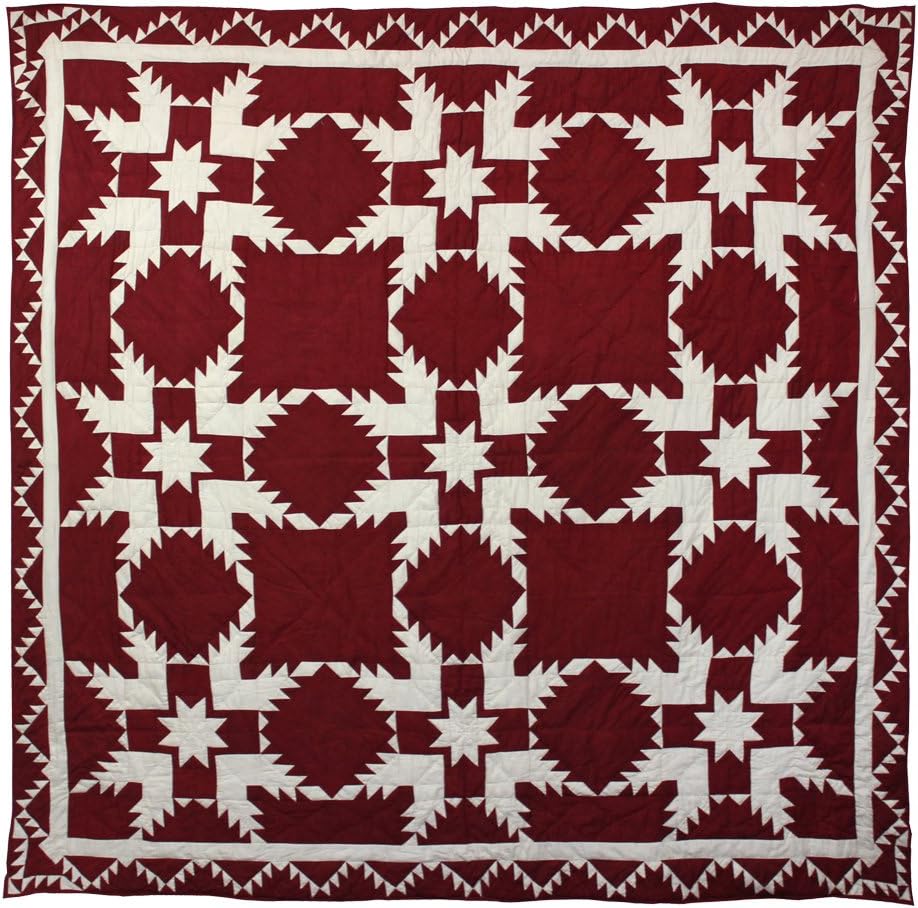 Patch Magic Red Feathered Star Super Queen Quilt Set 1