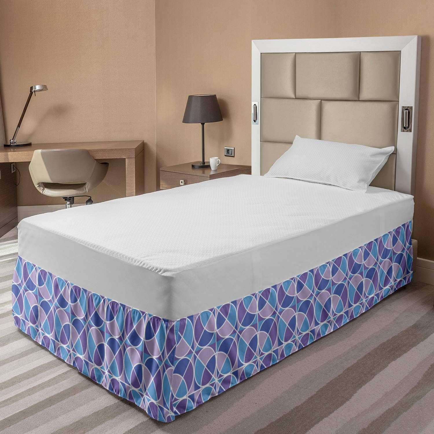 Lunarable Modern Elastic Bed Skirt with Abstract Mosaic Design 1