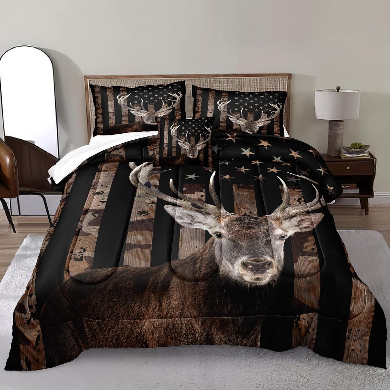 Bedbay California King Comforter Set 4 Pcs with Flag Design