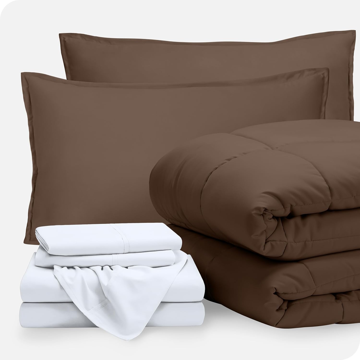 Upluxius Cocoa White 7-Piece Full XL Bed-in-a-Bag Set