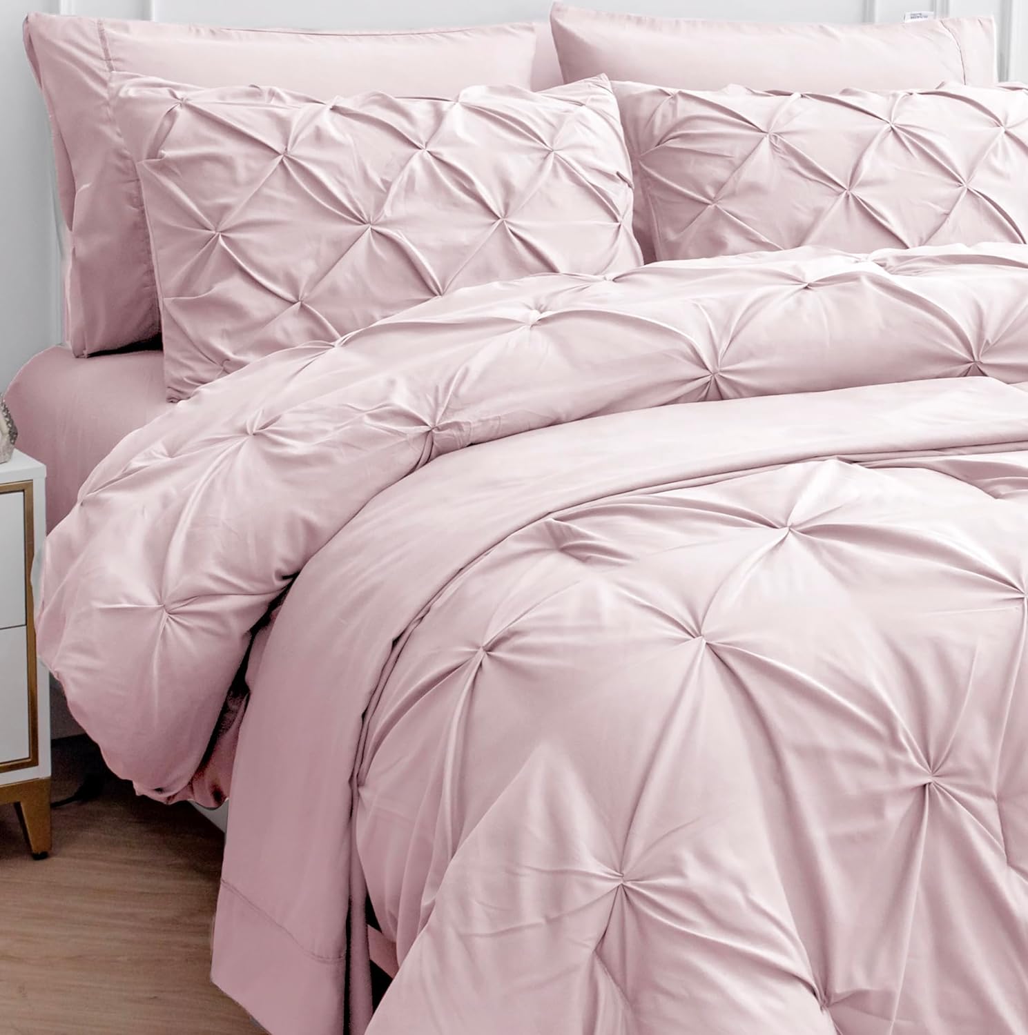 Lane Linen Cal King Comforter Set - 7 Piece Sepia Rose