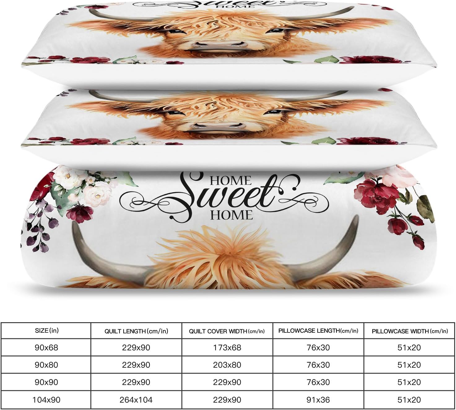 Highland Cow Comforter Set Queen Size