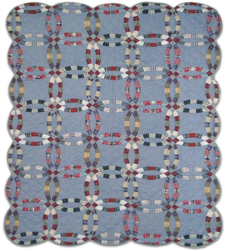 Blue Cascade Queen Quilt 4-Piece Set - Hand-Cut Patchwork Cotton 1