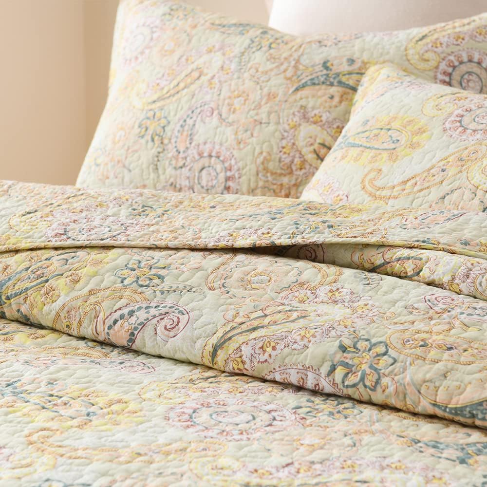 ENASAL Cotton Quilt Set with Reversible Bedspread and Pillowcases