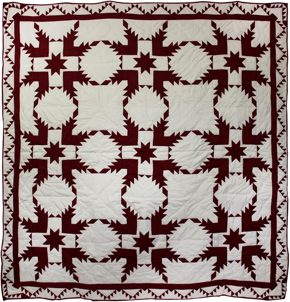 Patch Magic Red Feathered Star Super King Quilt Set