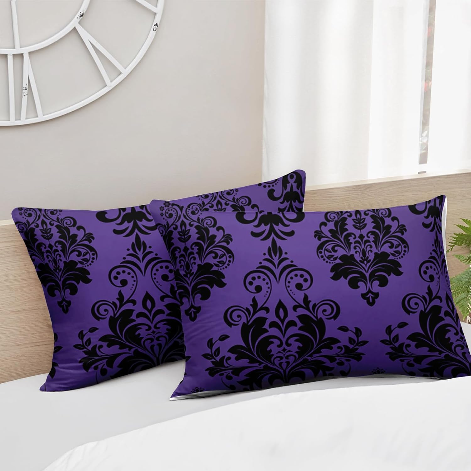 Nttopship Violet Gothic Floral Comforter Set