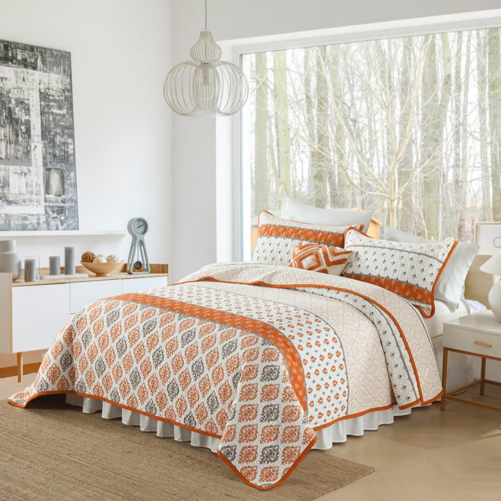 Floral Queen Quilt Set 100 Cotton Reversible