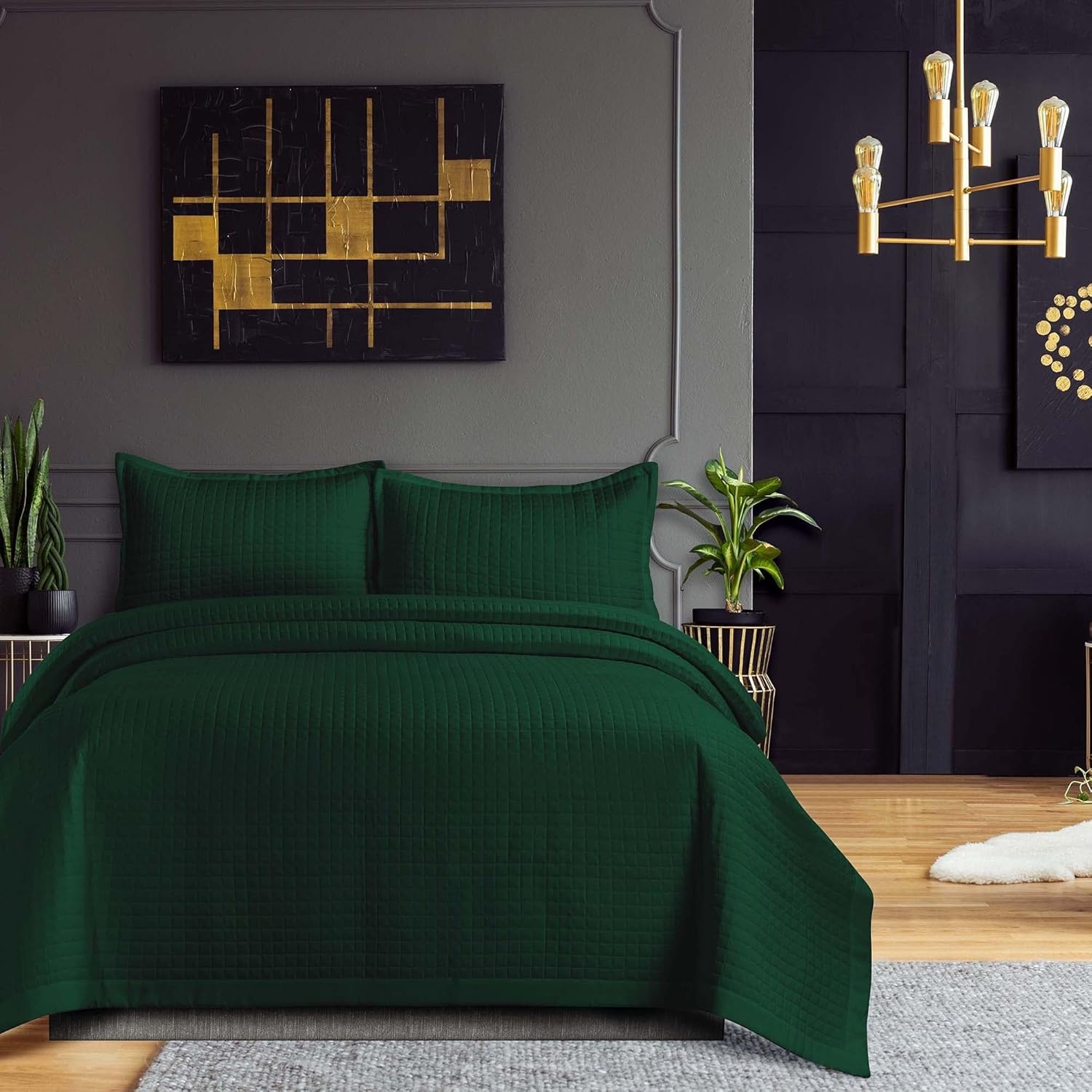 Naples Quilt Set Emerald Green Queen