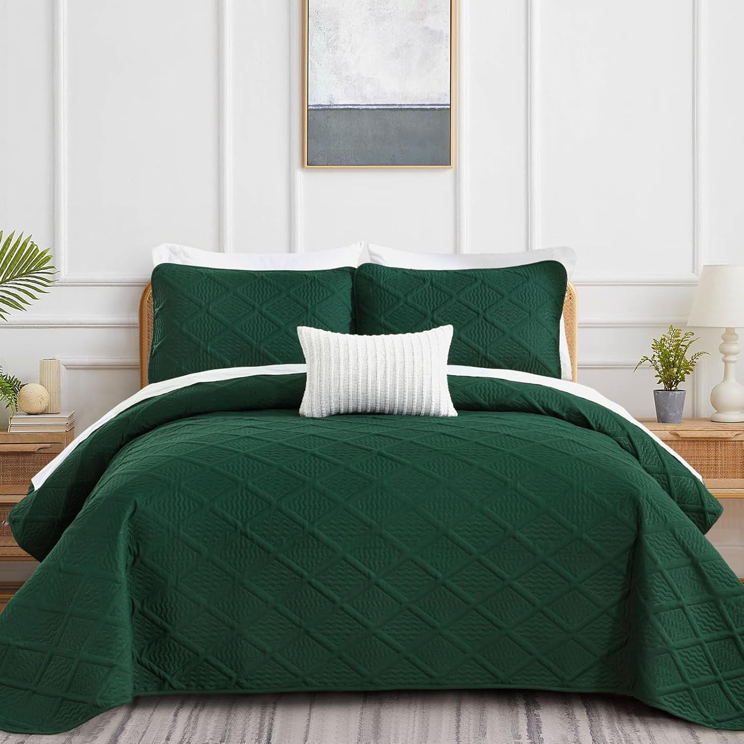 Yiran Emerald Green Cal King Quilt Set