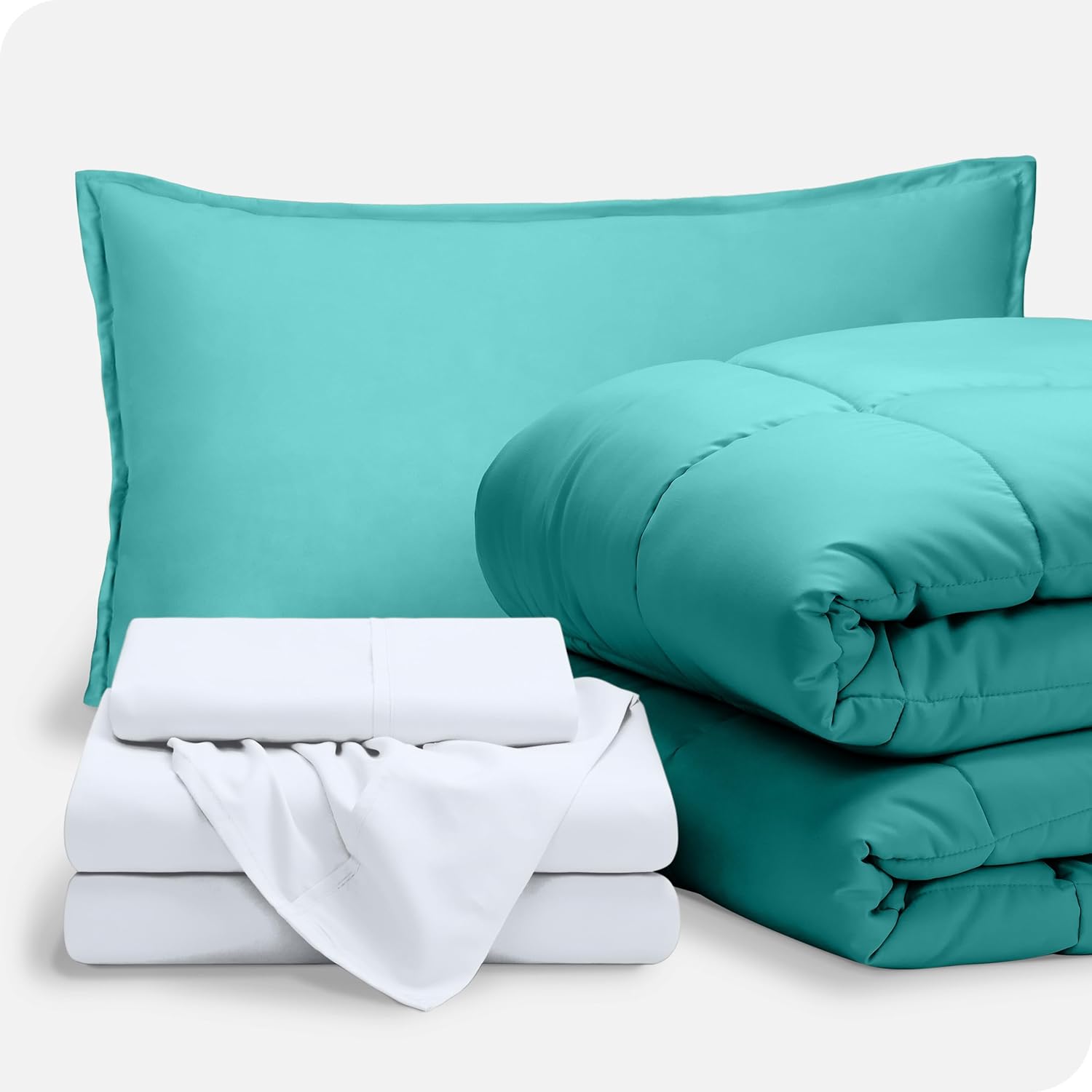 Upluxius Turquoise White 7 Piece Full XL Bed-in-A-Bag Set