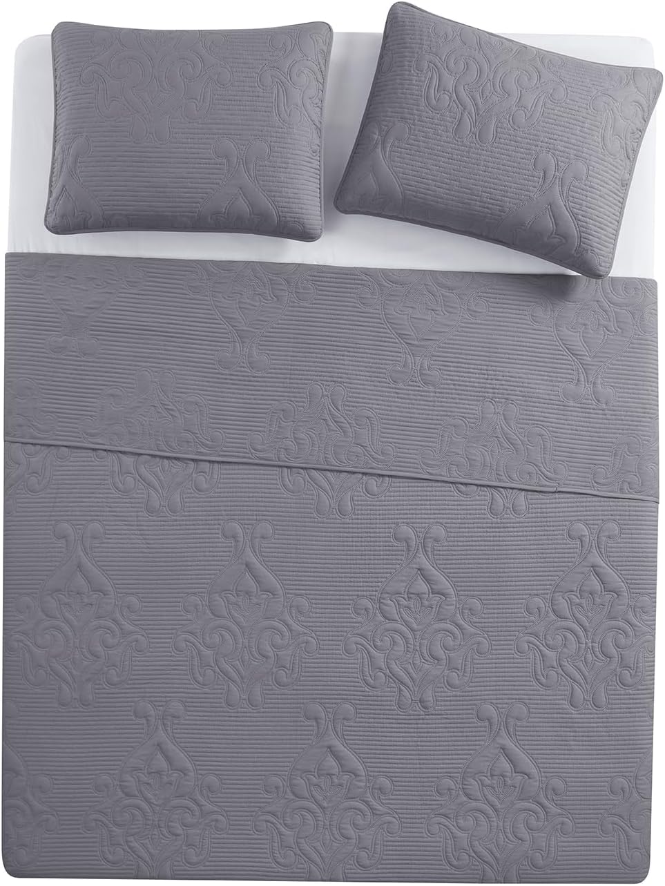 VCNY Home - Quilt Set 3-Piece FullQueen Solomun Grey