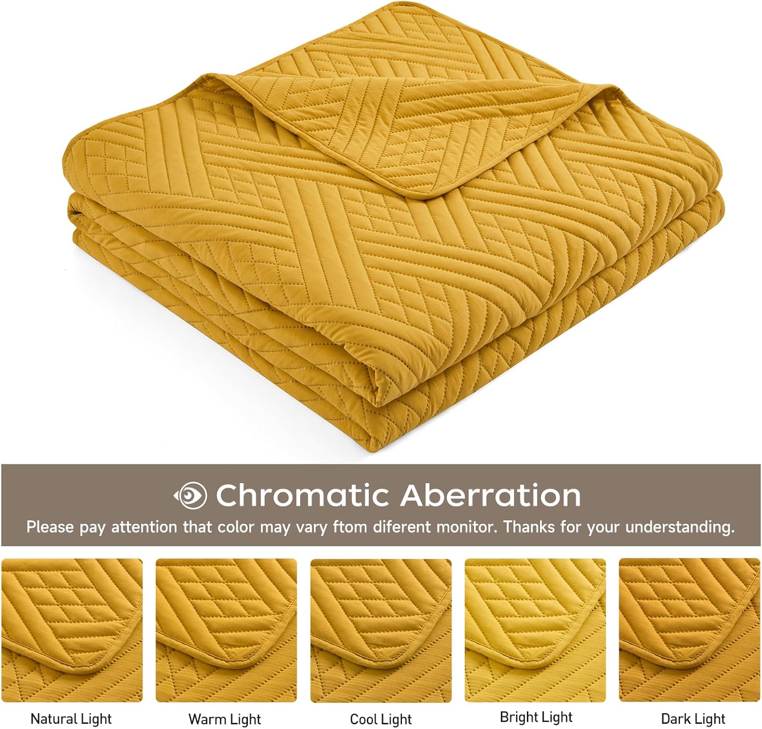 Safonory California King Quilt Set Mustard Yellow