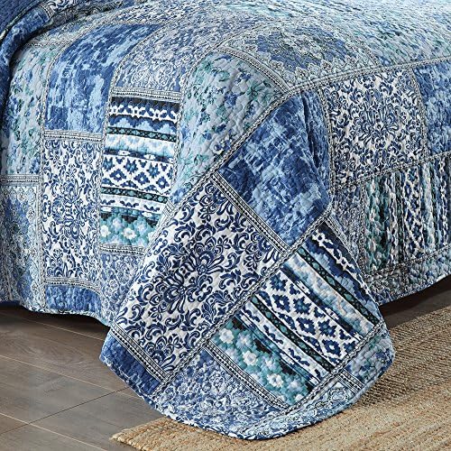 NEWLAKE Reversible Patchwork Bedspread Quilt Set King Size