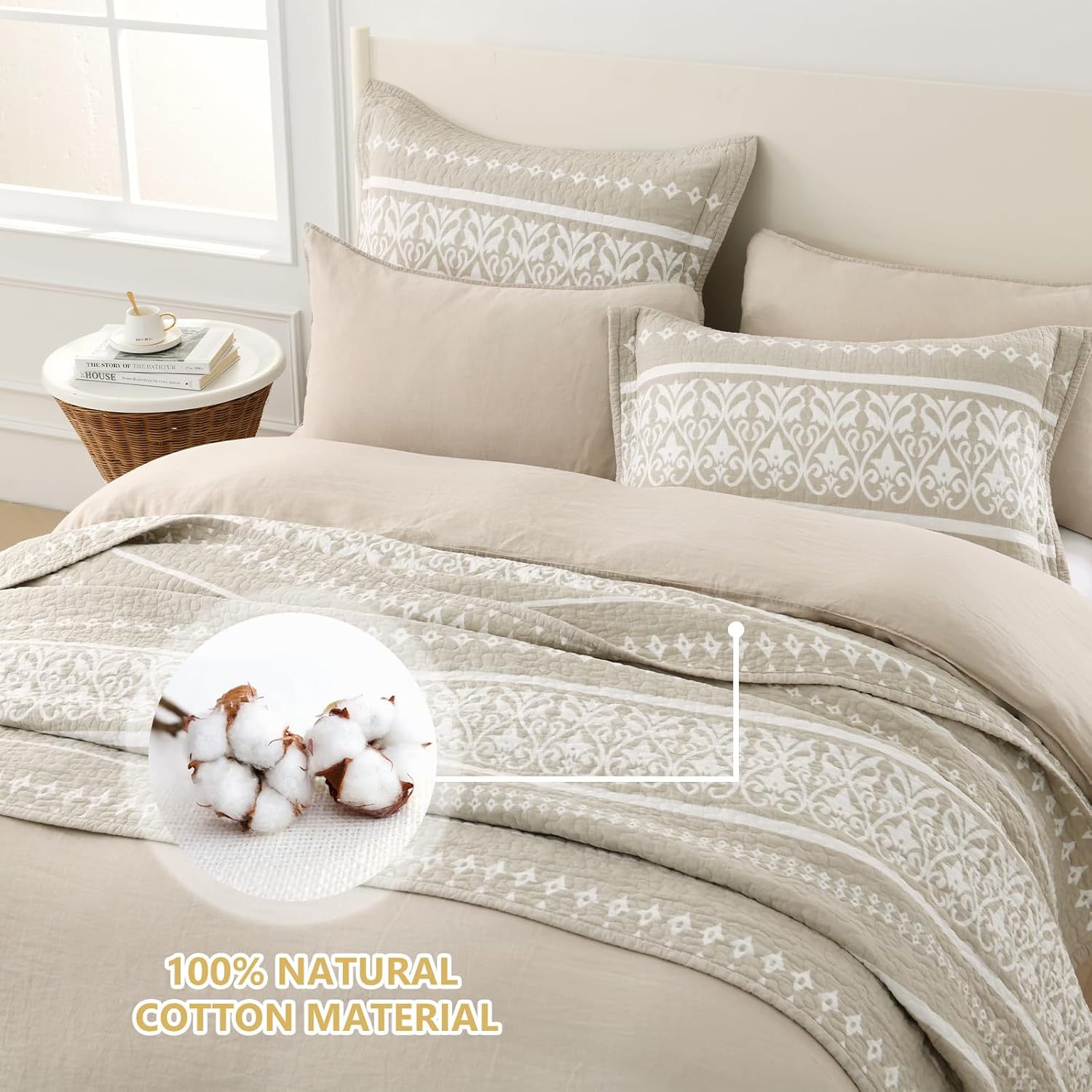 LORRIARD King Size Quilt Boho Bedding Set 3 Pieces