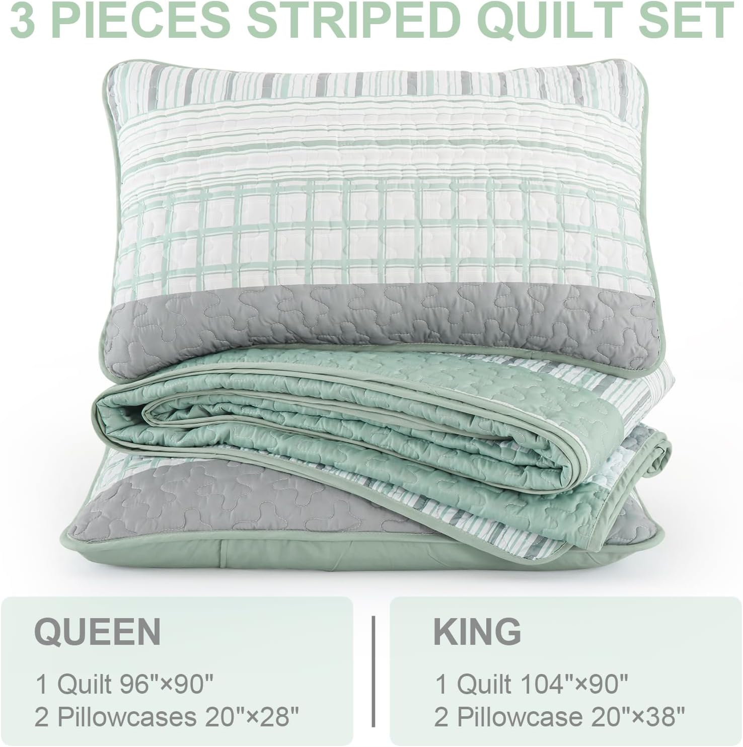 DJY Striped Quilt Set King Size