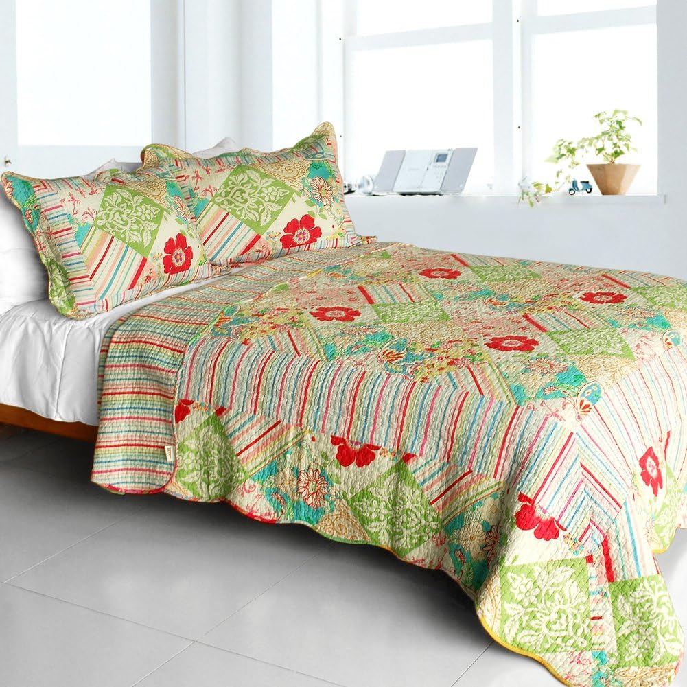 Blancho Bedding Springtime Hills 3PC Floral Quilt Set 1