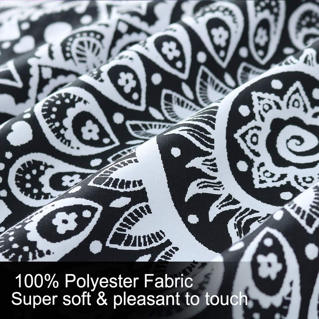 Uxcell Bohemian Black Comforter Set - 3D Printed Reversible 3 Piece