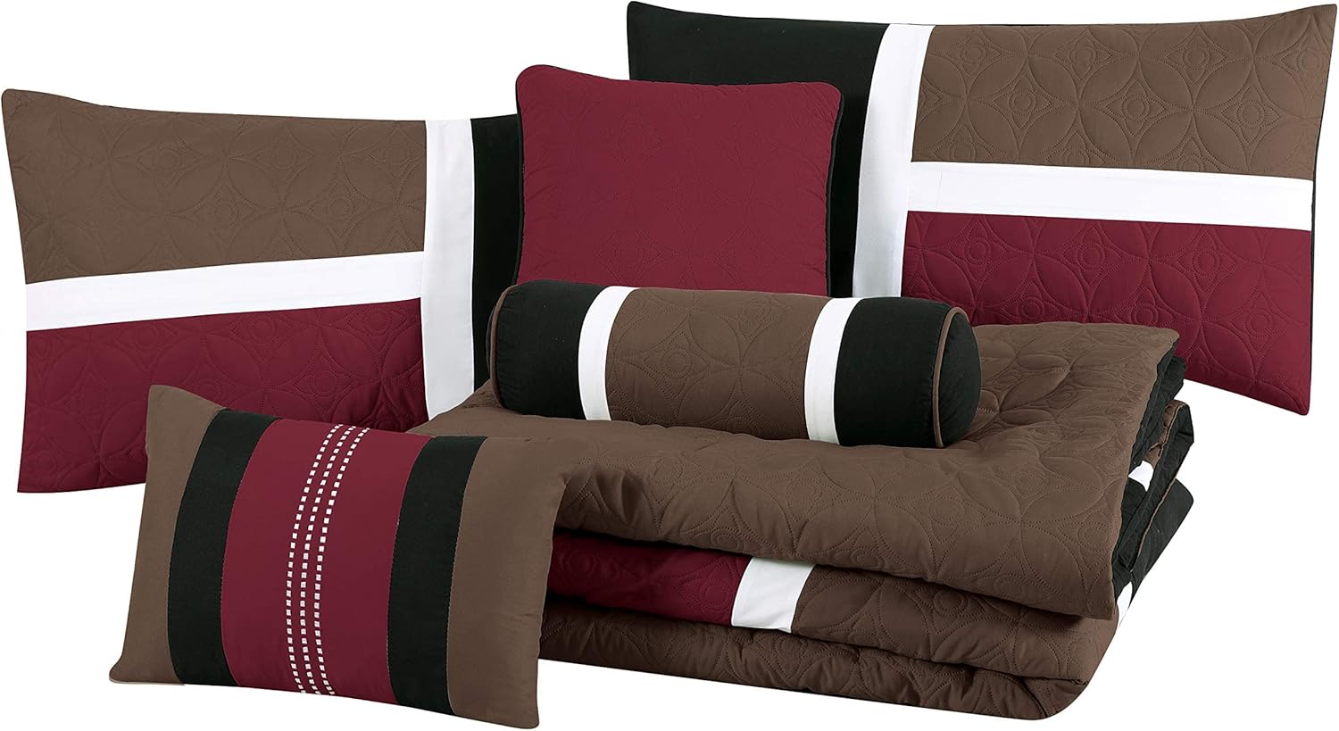 Chezmoi Collection Upland 7-Piece Quilted Comforter Set King