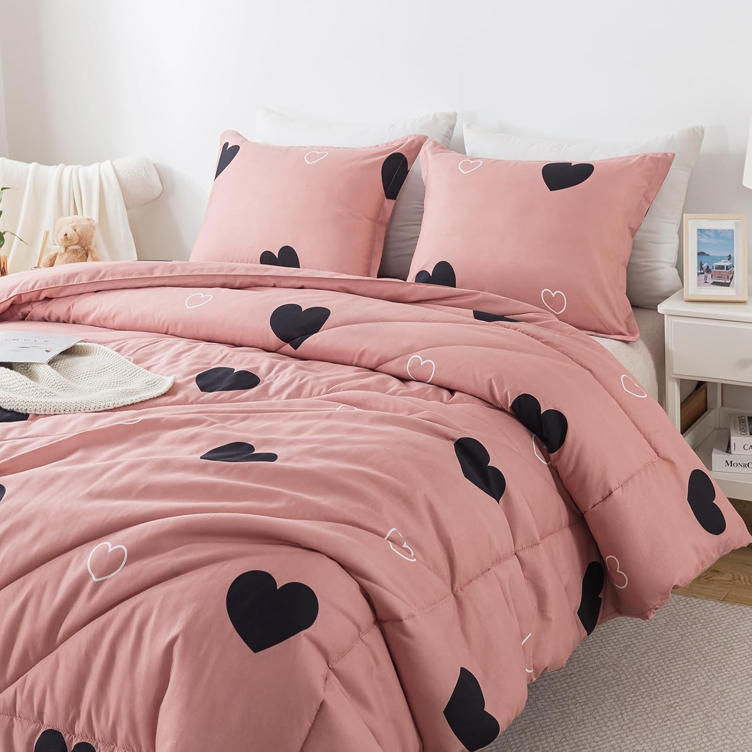 Love Pattern Cameo Brown Comforter Set 3 Piece