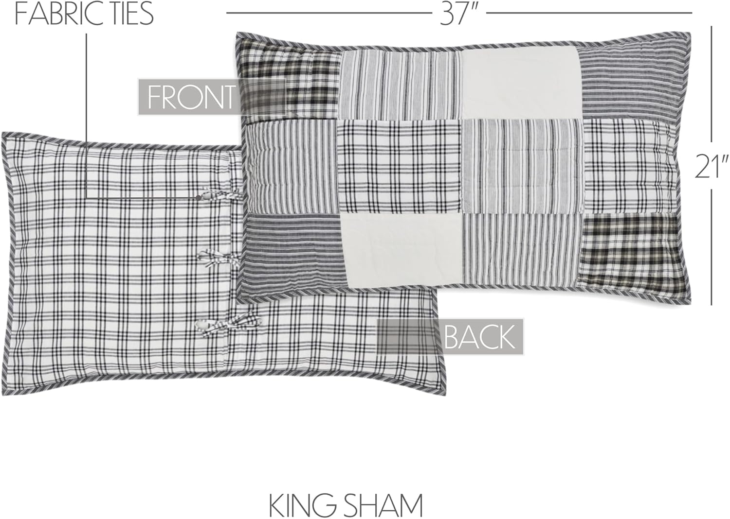 VHC Brands Sawyer Mill Black Quilt Set 3 Piece