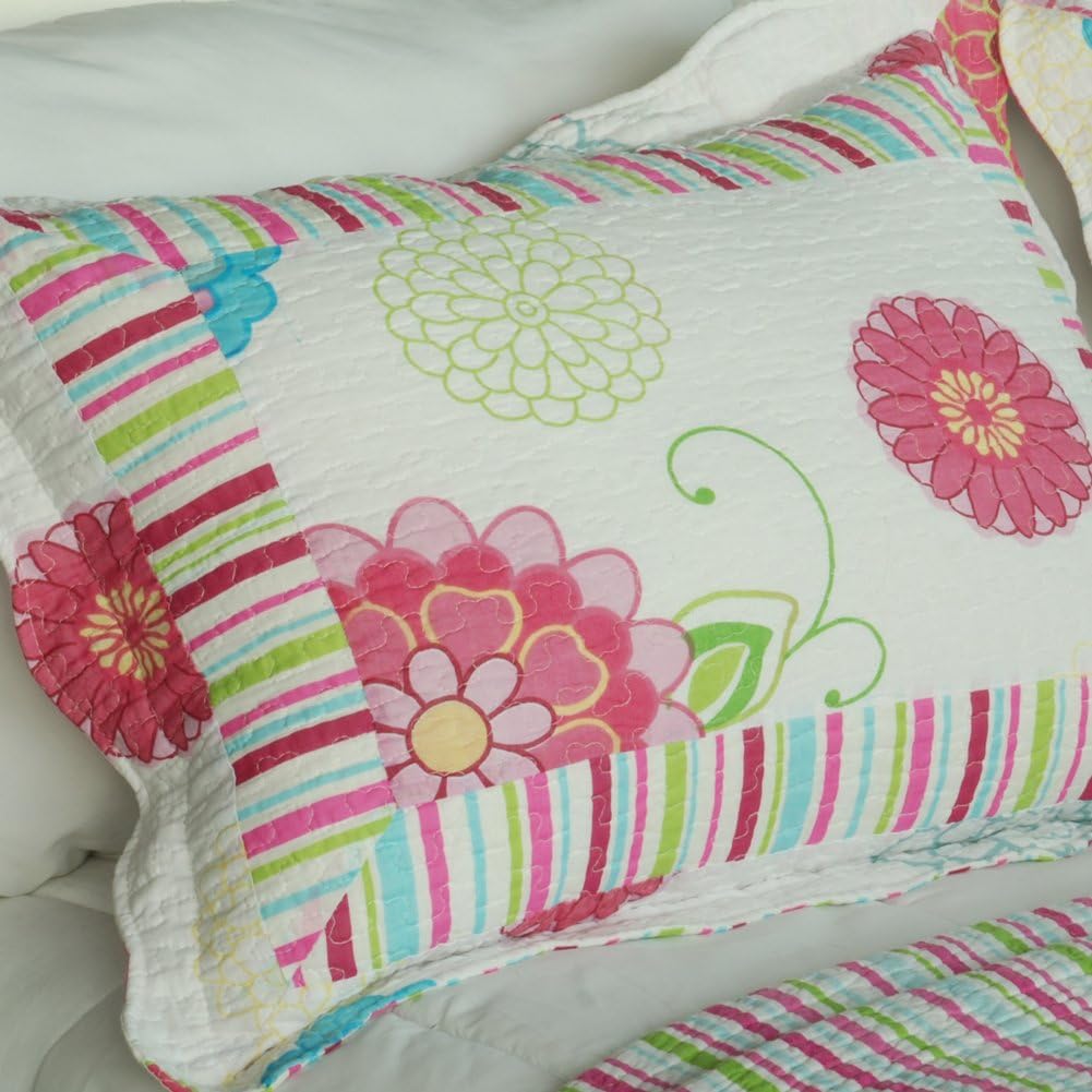 Pink Fairy Tale Cotton 3PC Quilt Set FullQueen