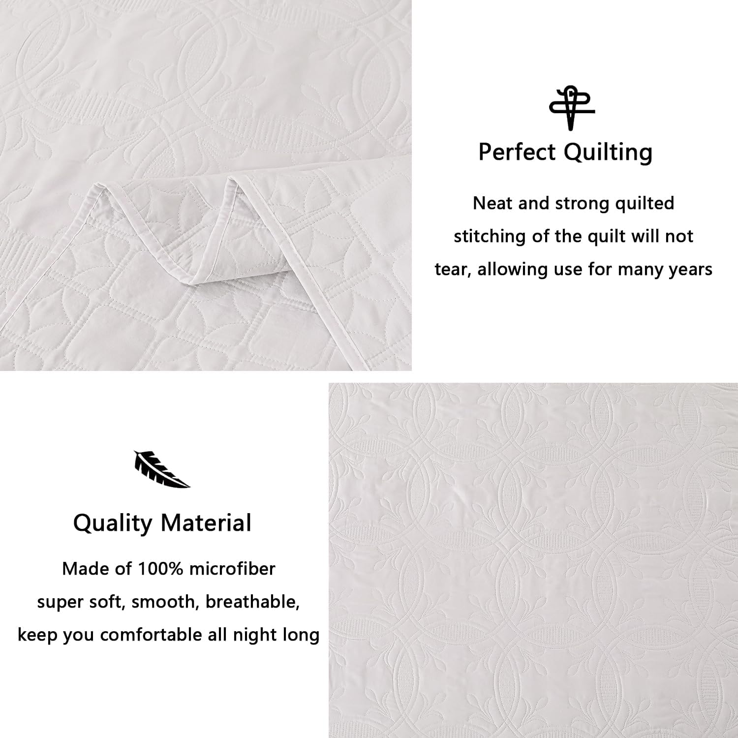 Yogeneg 3Piece Queen Quilt Set with Geometric Coin Pattern