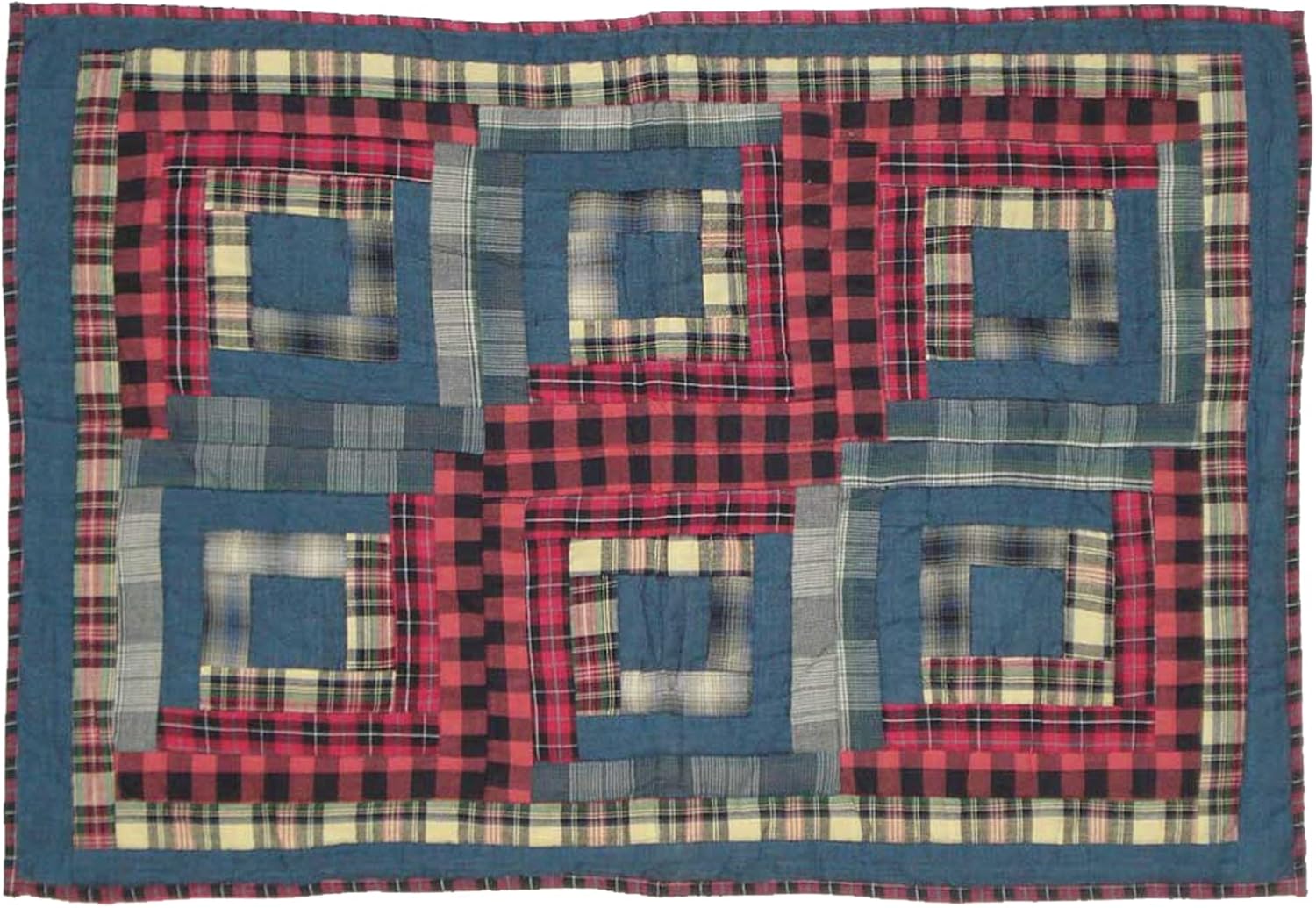Blue Red Elegance Twin Quilt Set 5 Pieces