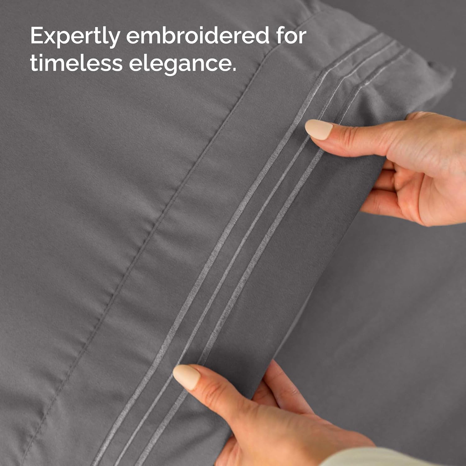 CGK Unlimited Wrap Around Dust Ruffle Bed Skirt 2 Pillowcases Bundle - Dark Grey