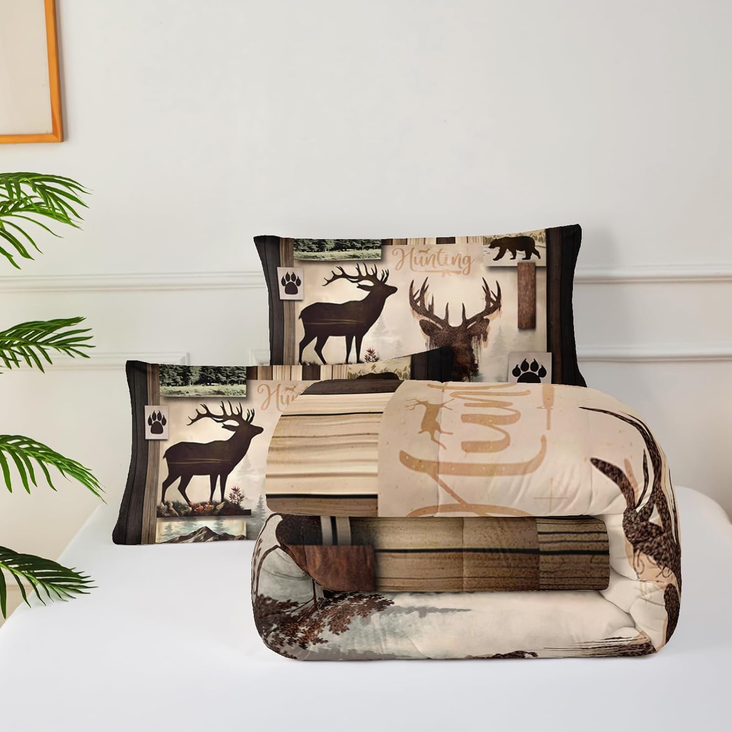 Black Deer Comforter Set Full Size with 2 Pillow Cases