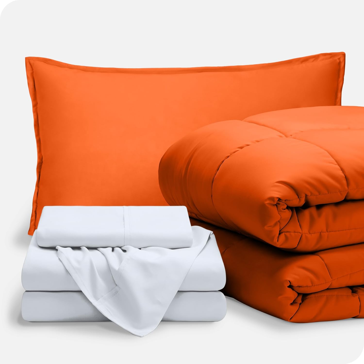 Upluxius OrangeWhite Bed-in-a-Bag 7 Piece Comforter Set