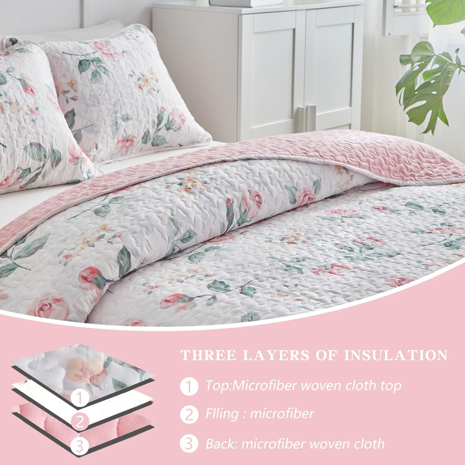 UOZZI BEDDING Reversible Quilt Set California King