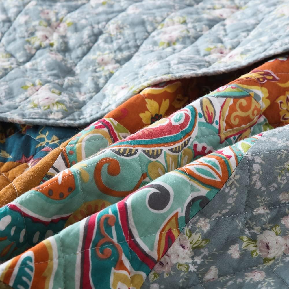 VISIMISI Cotton Reversible Quilt Set 3 Pieces Queen Size