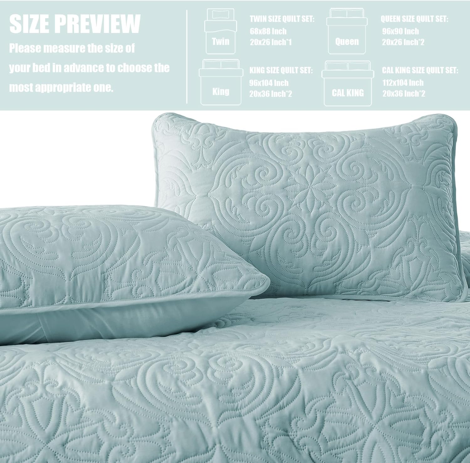 Exclusivo Mezcla Quilt Set Twin Size - Light Blue