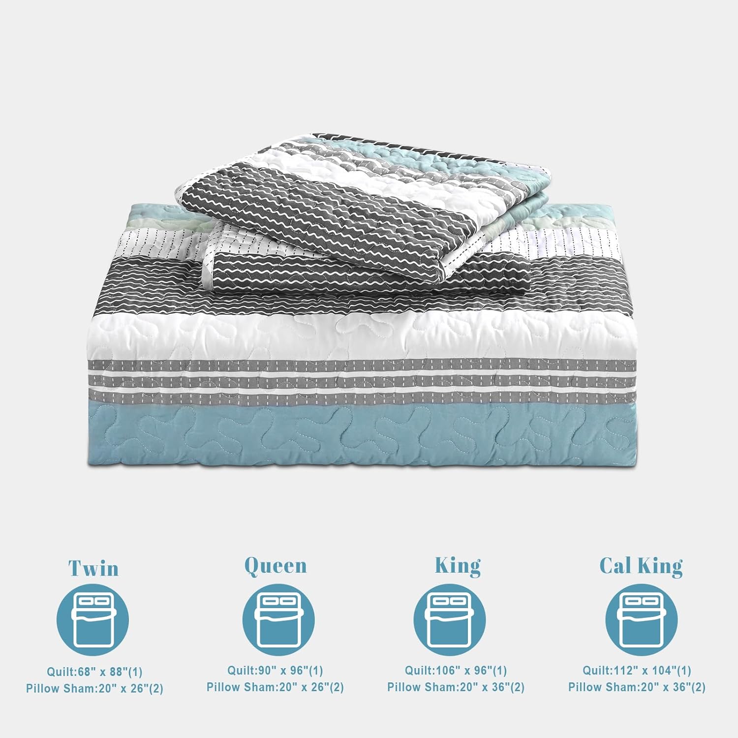 Siyaluens King Size Quilt Set - Sage Green 106x96