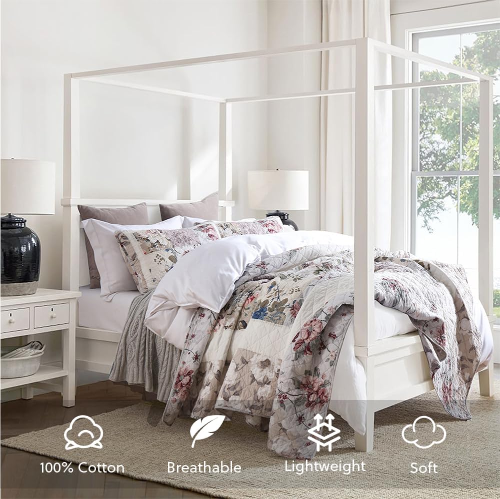 Camandy Cotton Reversible Quilt Bedding Set 3 Pieces King Size