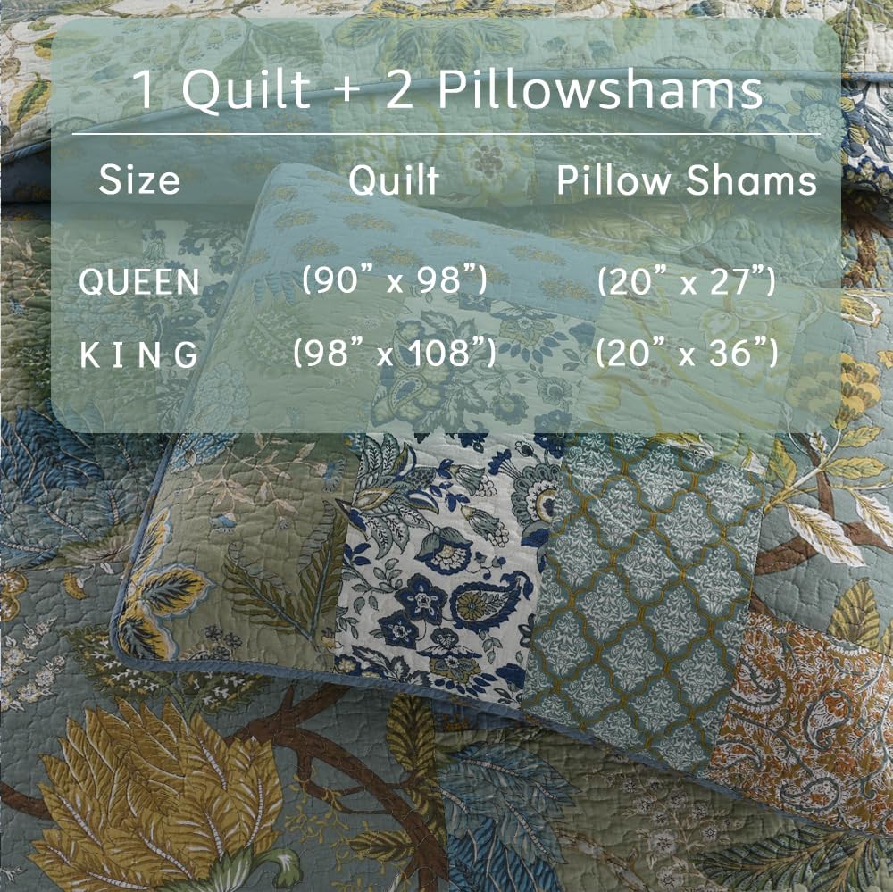 Camandy Cotton Reversible Quilt Set 3 Piece Queen Size