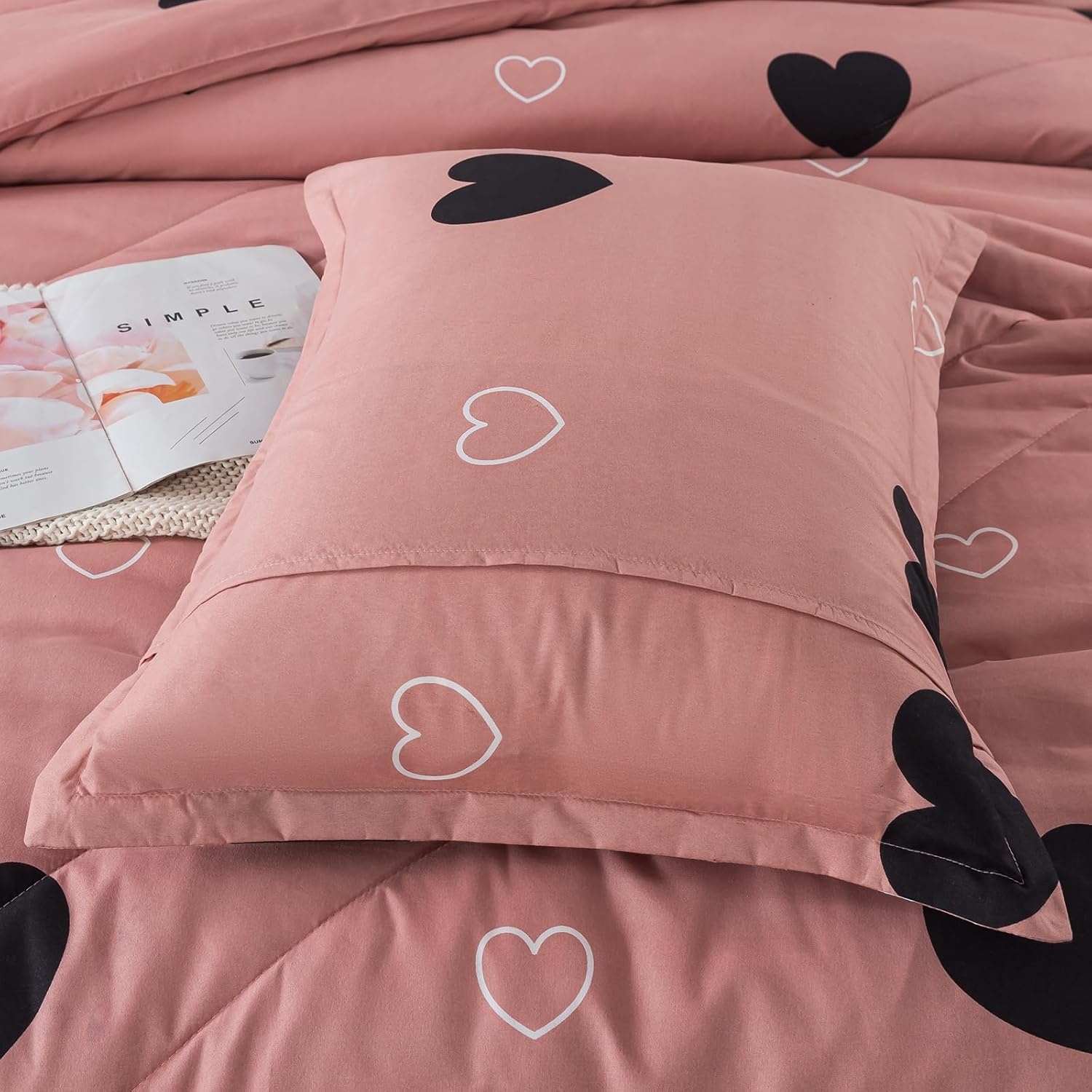 Love Pattern Cameo Brown Comforter Set 3 Piece