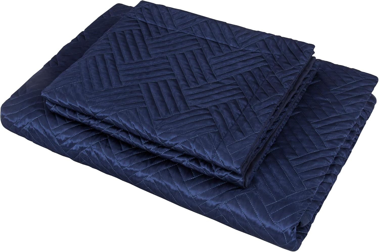 NTBAY King Silk Satin Quilt Set Navy Blue