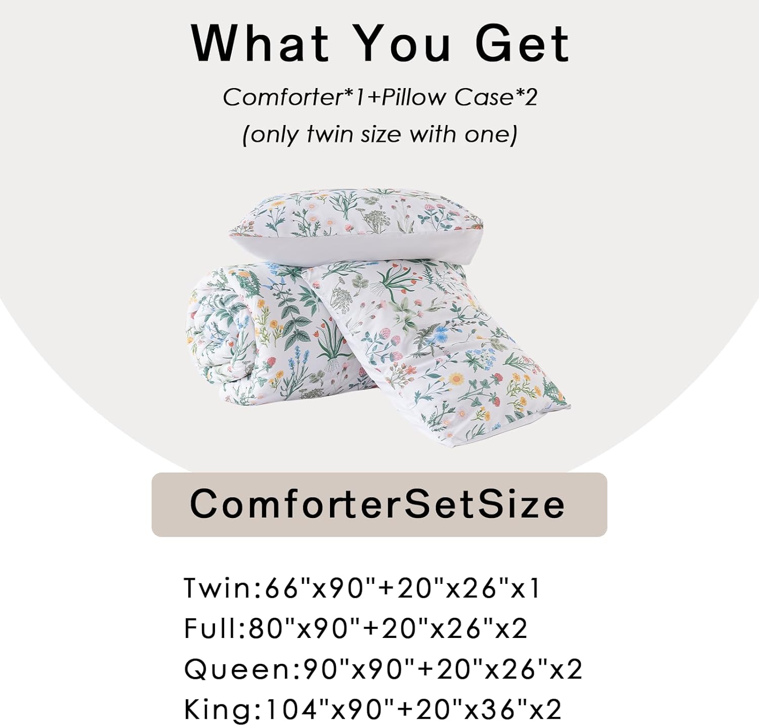 3 Piece Garden Floral Comforter Set with Pillow Cases