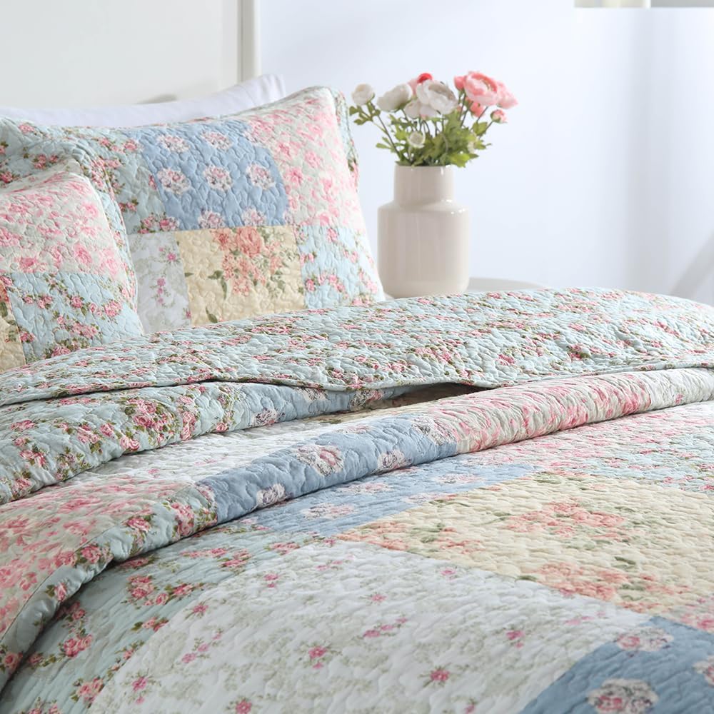 Camandy Cotton Quilt Bedding Set 3 Pieces Reversible