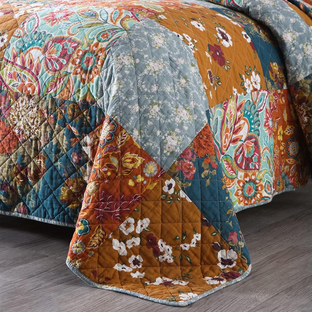 VISIMISI Cotton Reversible Quilt Set 3 Pieces Queen Size