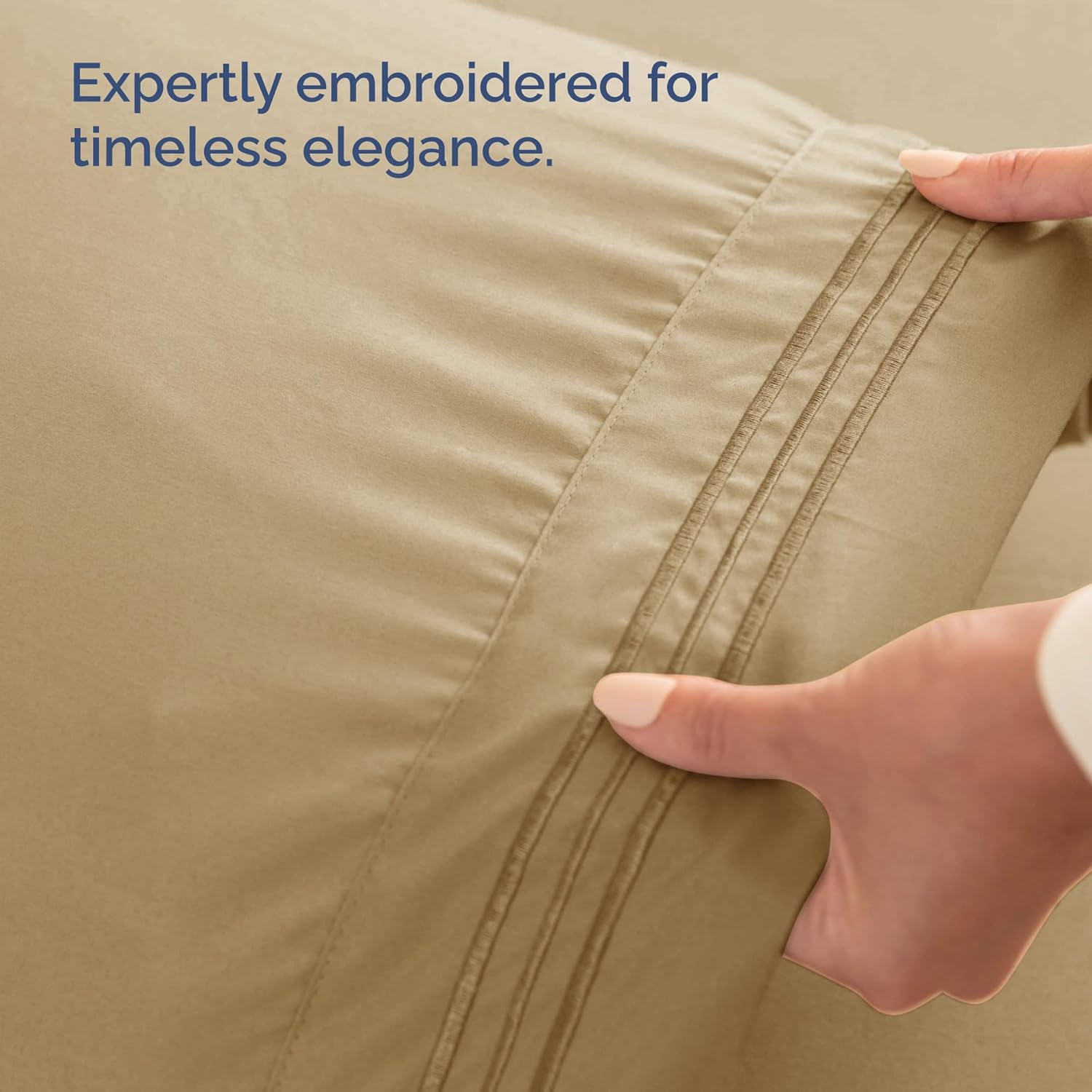 Wrap Around Dust Ruffle Bed Skirt 2 Pillowcases Bundle - Beige