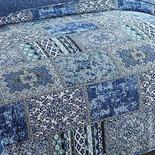 NEWLAKE Reversible Patchwork Bedspread Quilt Set King Size