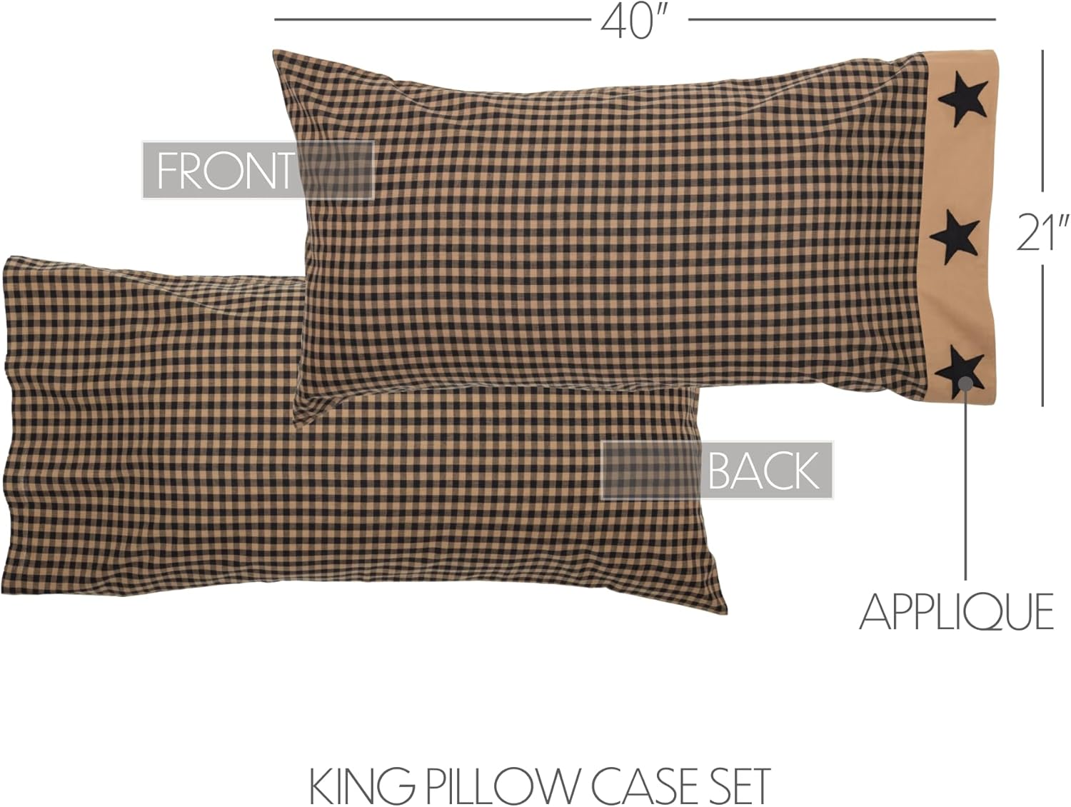 VHC Brands Black Check Star Quilt Set 5 Piece