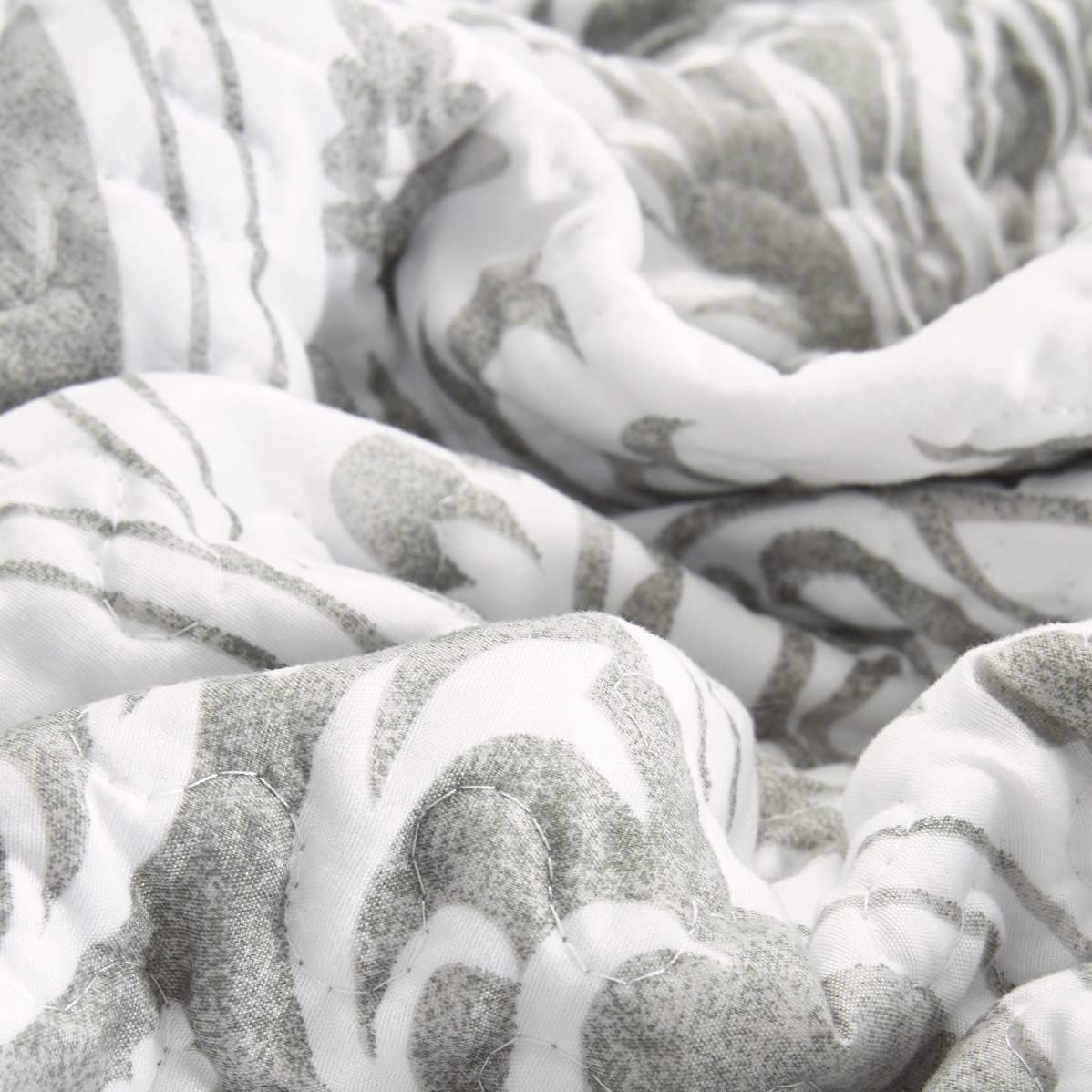 Tache Gray White Ogee Damask Quilt Set - 3 Piece California King